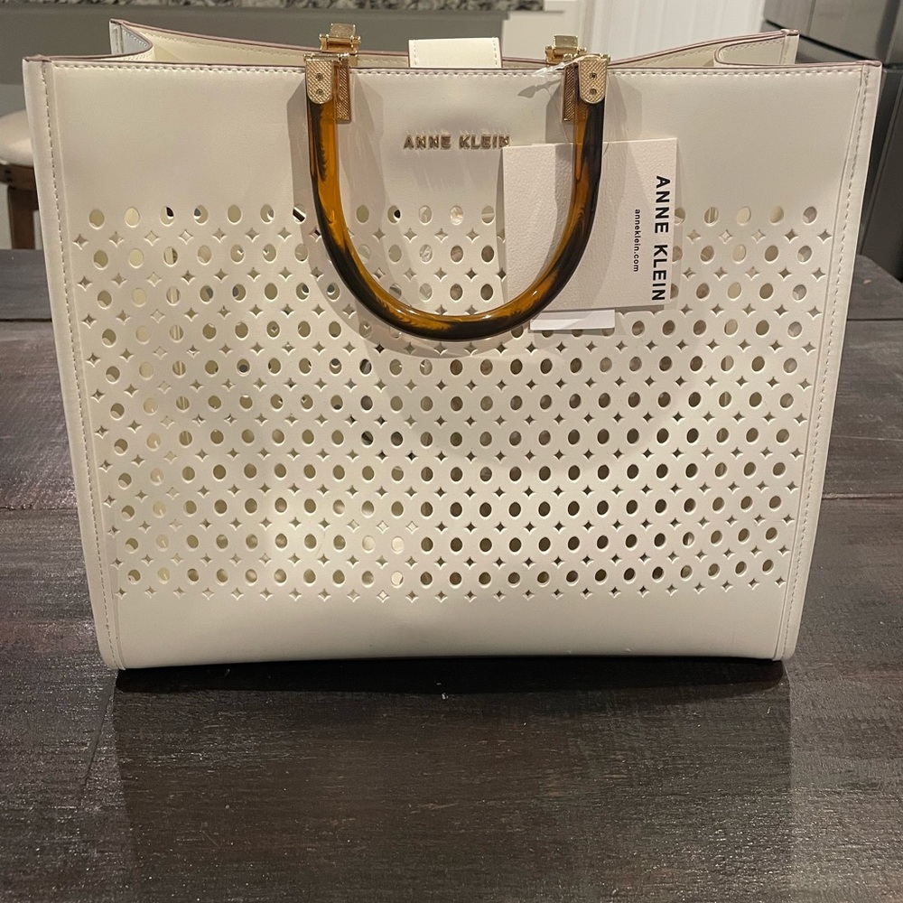 Anne Klein Perforated Tote Bag 2 in 1 with Pouch